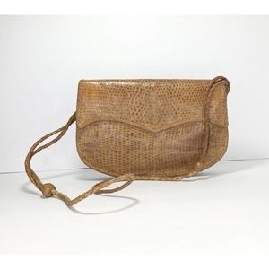 Real Full-Body Python Snakeskin/Leather Tan Cross/Shoulder Bag, Vintage c.1960’s